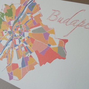 Budapest térkép - képeslap  - művészet - grafika & illusztráció - digitális - Meska.hu