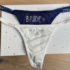 Bride strasszos pántos bugyi - fehér - S - esküvő - lánybúcsú - Meska.hu