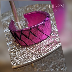 METAL MAGENTA bőr karkötő - Meska.hu