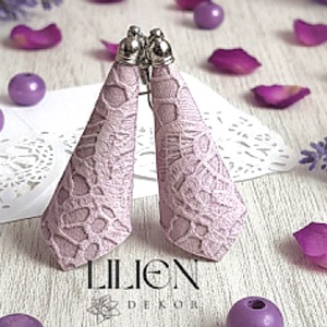  LEVENDULA CSIPKÉK textilbőr fülbevaló  - Meska.hu