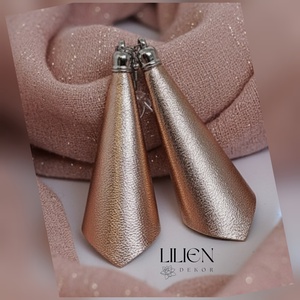 ELEGÁNS ROSEGOLD bőr fülbevaló  - Meska.hu