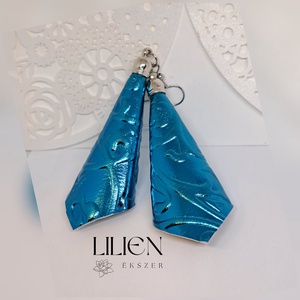 AZÚRKÉK ÉGBOLT bőr fülbevaló  - ékszer - fülbevaló - lógó fülbevaló - Meska.hu