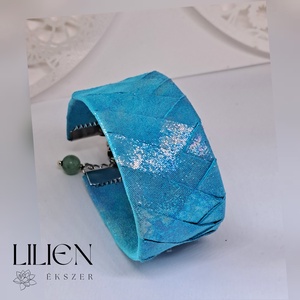 IRIZÁLÓ TÜRKIZ  bőr karkötő, Ékszer, Karkötő, Fonott karkötő, Bőrművesség, Ékszerkészítés, MESKA