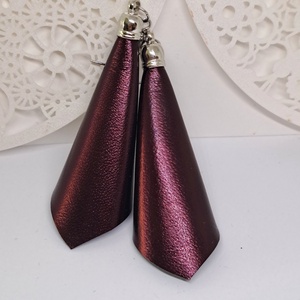 BURGUNDI bőr fülbevaló , Ékszer, Fülbevaló, Lógó fülbevaló, Ékszerkészítés, Bőrművesség, MESKA