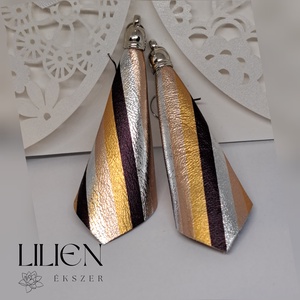 Csíkos elegancia bőr fülbevaló  - Meska.hu