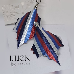 Csíkos juhar bőr fülbevaló  - Meska.hu