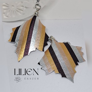 Csíkos juhar bőr fülbevaló  - Meska.hu