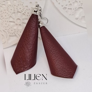 BURGUNDI bőr fülbevaló  - Meska.hu