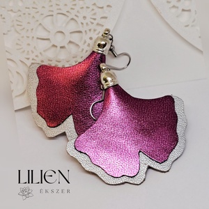 MAGENTA GINKGO  bőr fülbevaló - Meska.hu