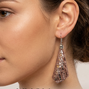 ROSEGOLD bőr fülbevaló  - ékszer - fülbevaló - lógó fülbevaló - Meska.hu