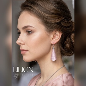 METÁL ROSA bőr fülbevaló  - ékszer - fülbevaló - lógó fülbevaló - Meska.hu