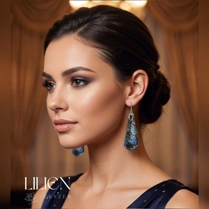 BLUE PEARL bőr fülbevaló  - Meska.hu