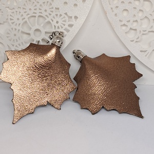 BRONZ  JUHAR mini bőr fülbevaló - Meska.hu