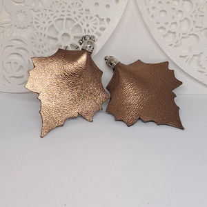 BRONZ  JUHAR mini bőr fülbevaló - ékszer - fülbevaló - lógó fülbevaló - Meska.hu
