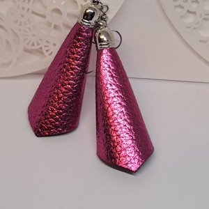  PINK mini bőr fülbevaló  - Meska.hu