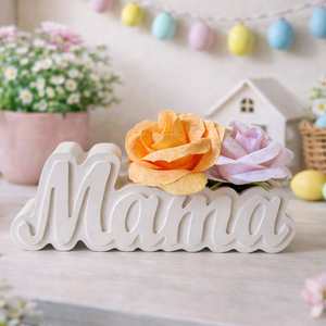 Mama feliratú virágos dekoráció, Kellékek & szerszámok, Díszíthető tárgyak, Kerámia, Kerámia, MESKA