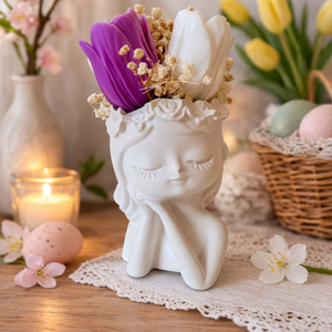 Tavaszi tulipános dekoráció , Kellékek & szerszámok, Díszíthető tárgyak, Kerámia, Gyertya-, mécseskészítés, Kerámia, MESKA