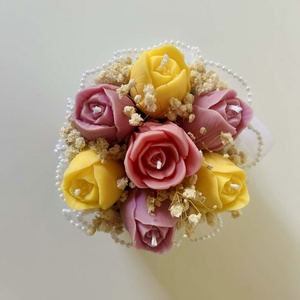 Tulipán gyertya csokor kerámia tálban  - esküvő - dekoráció - gyertya & gyertyatartó - Meska.hu