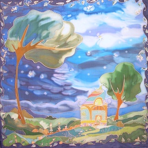 Hernyóselyem ágytakaró 87 x 87 cm, Otthon & Életmód, Lakástextil, Ágytakaró, Varrás, Selyemfestés, MESKA