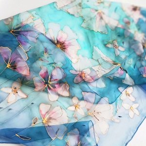 Belle Fiori tiszta selyem kendő, Ruha & Divat, Sál, Sapka, Kendő, Kendő, Selyemfestés, MESKA