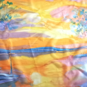 Naplemente a tónál tiszta selyem sál, Ruha & Divat, Sál, Sapka, Kendő, Sál, Selyemfestés, MESKA