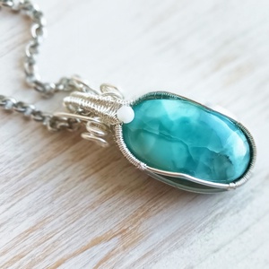 Larimár természetes ásvány medál - Meska.hu