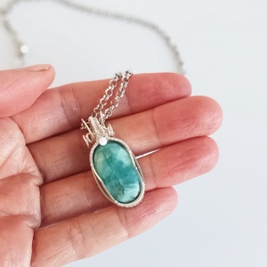 Larimár természetes ásvány nyaklánc - ékszer - nyaklánc - medál - Meska.hu