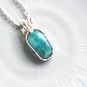 Larimár természetes ásvány nyaklánc - ékszer - nyaklánc - medál - Meska.hu