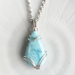 Larimár természetes ásvány nyaklánc, Ékszer, Nyaklánc, Medál, Ékszerkészítés, MESKA