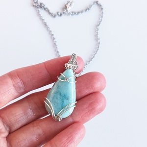 Larimár természetes ásvány nyaklánc - ékszer - nyaklánc - medál - Meska.hu