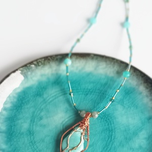 Valódi türkiz ásvány nyaklánc - ékszer - nyaklánc - medálos nyaklánc - Meska.hu