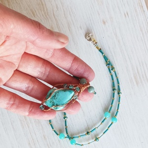 Valódi türkiz ásvány nyaklánc - ékszer - nyaklánc - medálos nyaklánc - Meska.hu