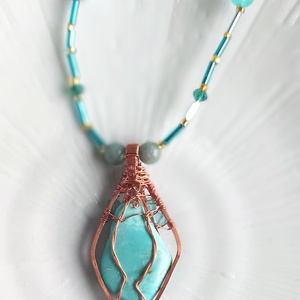 Valódi türkiz ásvány nyaklánc - ékszer - nyaklánc - medálos nyaklánc - Meska.hu