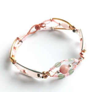 Réz orgon karkötő valódi rózsakvarc ásvánnyal - ékszer - karkötő - ásványkarkötő - Meska.hu
