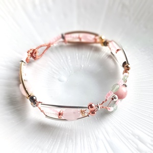 Réz orgon karkötő valódi rózsakvarc ásvánnyal, Ékszer, Karkötő, Ásványkarkötő, Ékszerkészítés, MESKA