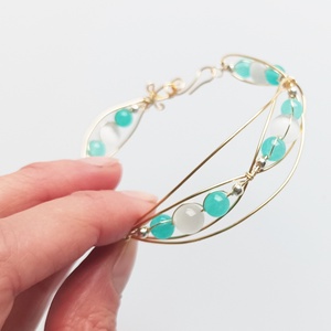 Réz orgon karkötő valódi ásvánnyal - ékszer - karkötő - ásványkarkötő - Meska.hu