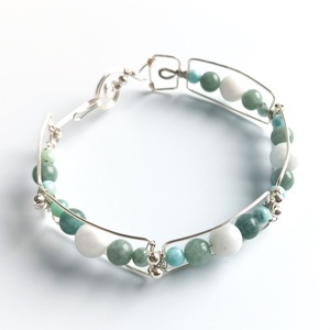Réz orgon karkötő valódi jade és larimár ásvánnyal - ékszer - karkötő - ásványkarkötő - Meska.hu