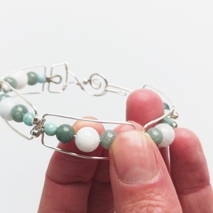 Réz orgon karkötő valódi jade és larimár ásvánnyal - ékszer - karkötő - ásványkarkötő - Meska.hu