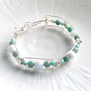 Réz orgon karkötő valódi jade és larimár ásvánnyal - ékszer - karkötő - ásványkarkötő - Meska.hu