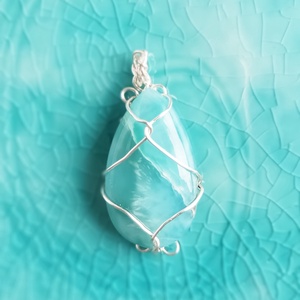 Larimár valódi ásvány medál - ékszer - nyaklánc - medál - Meska.hu