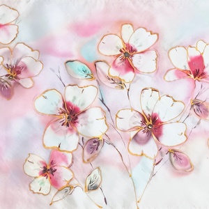 Tavaszi ébredés tiszta selyem sál, Ruha & Divat, Sál, Sapka, Kendő, Sál, Selyemfestés, MESKA