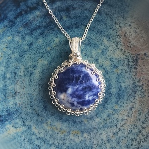 Szodalit valódi ásvány nyaklánc - Meska.hu