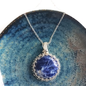 Szodalit valódi ásvány nyaklánc - ékszer - nyaklánc - medálos nyaklánc - Meska.hu