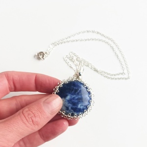 Szodalit valódi ásvány nyaklánc - ékszer - nyaklánc - medálos nyaklánc - Meska.hu