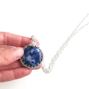 Szodalit valódi ásvány nyaklánc - ékszer - nyaklánc - medálos nyaklánc - Meska.hu