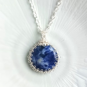 Szodalit valódi ásvány nyaklánc - ékszer - nyaklánc - medálos nyaklánc - Meska.hu