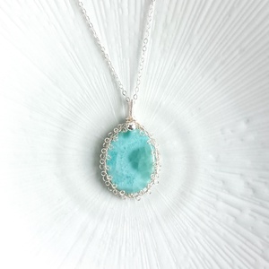 Prémium larimár természetes ásvány nyaklánc - Meska.hu