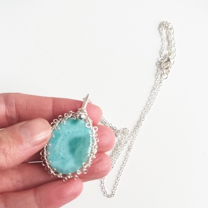 Prémium larimár természetes ásvány nyaklánc - ékszer - nyaklánc - medál - Meska.hu