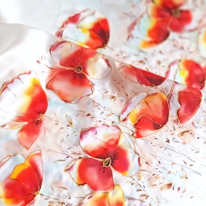 Pipacs mező tiszta selyem stóla, Ruha & Divat, Sál, Sapka, Kendő, Sál, Selyemfestés, MESKA