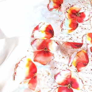 Pipacs mező tiszta selyem stóla - ruha & divat - sál, sapka, kendő - sál - Meska.hu